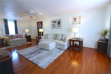 Newly installed maple hardwood floors in the livin