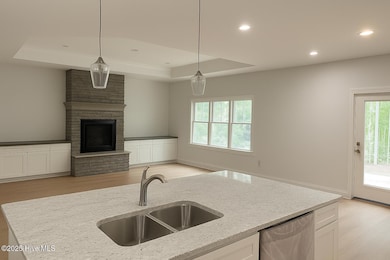 107 finished fireplace from Kitchen