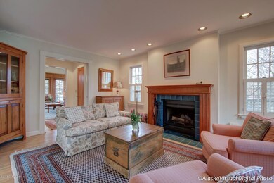 Living room w/cherry mantel