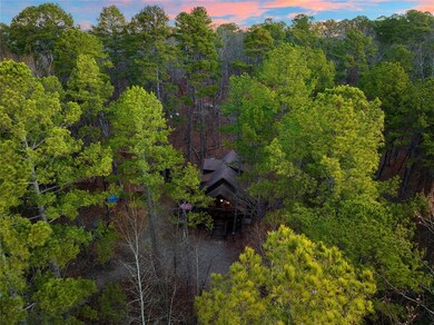 View of aerial view at dusk