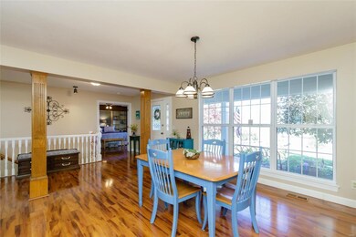 The dining room is large and cozy and opens to the