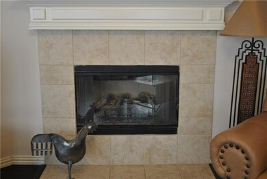 Family room fireplace with gas logs