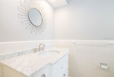 convenient powder room off family room