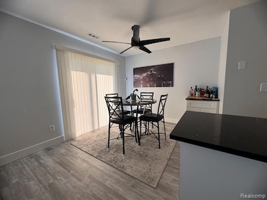 Dining area with sliding door and patio access