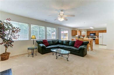 Cozy Den open to kitchen.