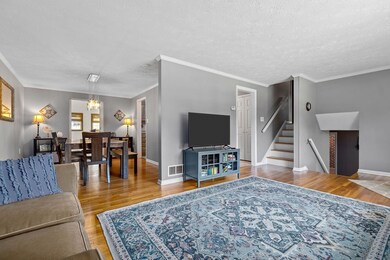 Living room open to dining room
