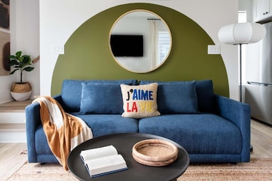 Living room with wood finished floors