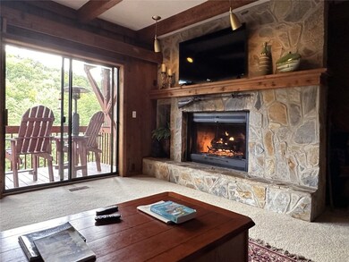 Stone fireplace with gas logs