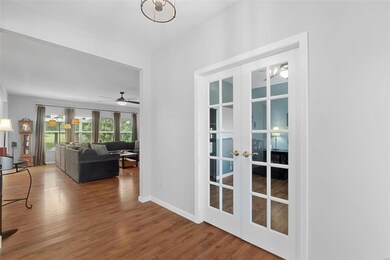 French doors provide beautiful privacy to the home office!