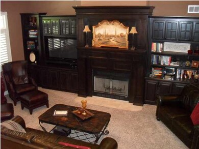 Looking into the living room from the kitchen area