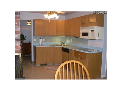 Kitchen with lots of cupboards and fireplace!