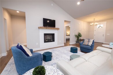 Living room, with electric fireplace