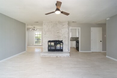 Light and bright living room with beautiful stone