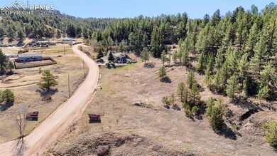 Drone / aerial view with a wooded view