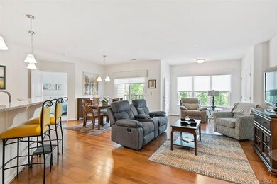 Family Room and dining room with gorgeous wooded v
