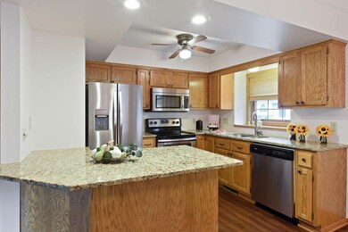 Theater kitchen has stainless steel appliances, gr