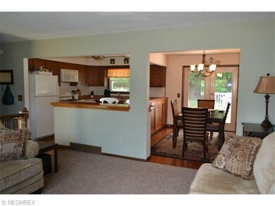 The view from the living room into the dining area
