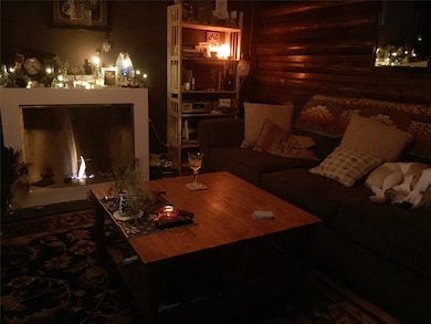 Living room with log walls