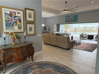 Living room featuring recessed lighting, visible v