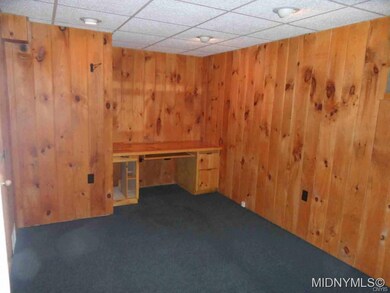 Knotty pine basement office