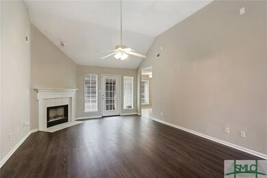 Large great room with wood burning fireplace