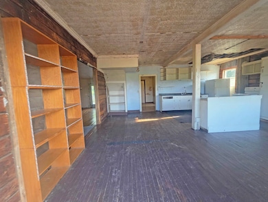 Unfurnished living room with dark wood finished floors and a sink