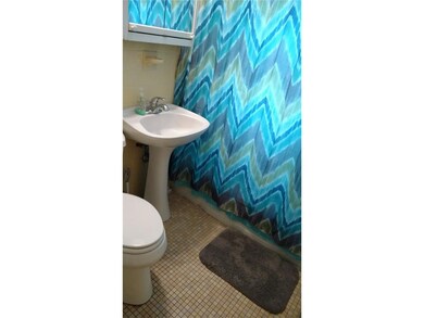 Pedestal sink and island theme in the main bath.