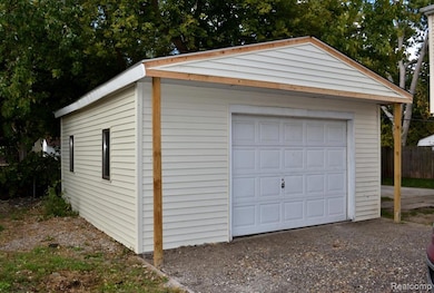 View of detached garage