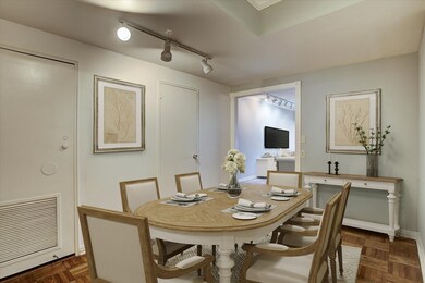 The dining area is at the entry and convenient to