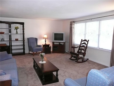 Large formal living room with new carpet and light