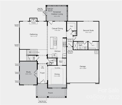 Structural options added include: second suite with full bathroom, tray ceilings, fireplace, screened covered outdoor living, study, shower ledge at owner's bath, door to laundry from owner’s closet, fireplace, laundry tub, insulation at exterior wall in garage.
