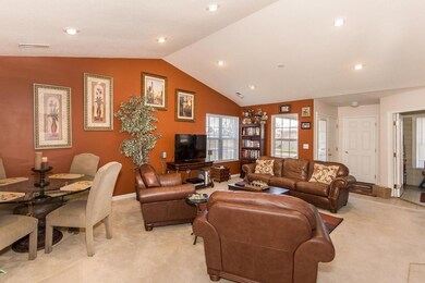 Great room with vaulted ceiling