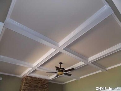Great Room. Coffered ceiling in the great room cre