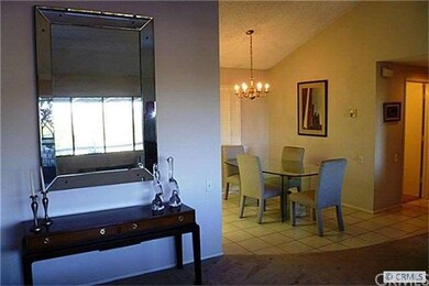 The living room and dining area