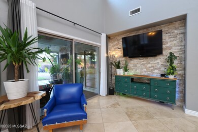 Greatroom stone wall  sliders