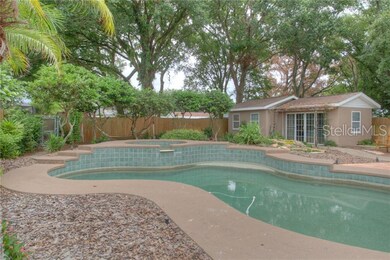 Salt water pool and view of guest house