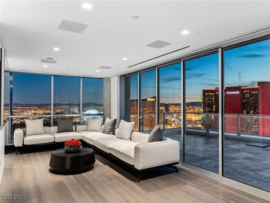 Living area with floor to ceiling windows, recesse