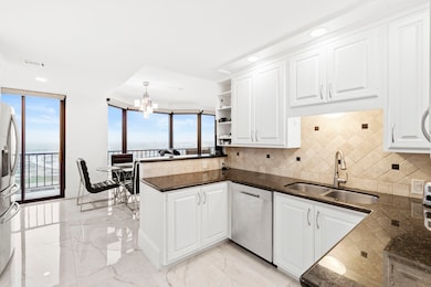 Kitchen area overlooking dinning