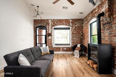 Family Room with Original Exposed Brick