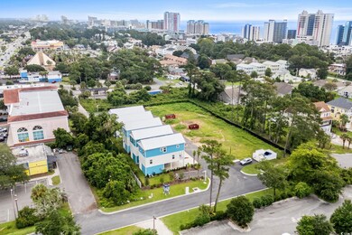View of urban area with a large body of water