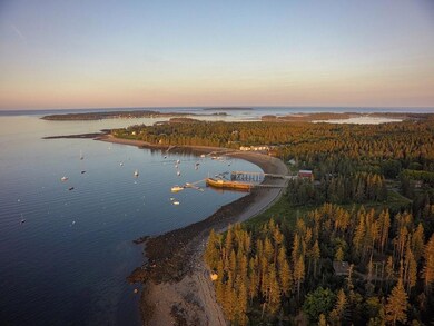 Aerial coastline and dock