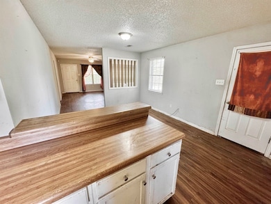 Interior space with a textured ceiling, a healthy 