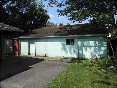 The garage area.
