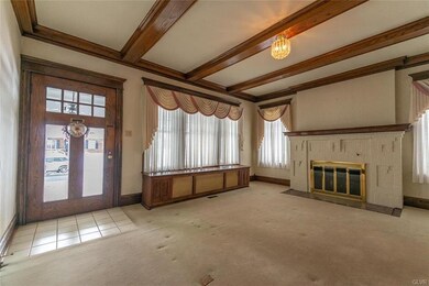 Living room with coffered ceiling