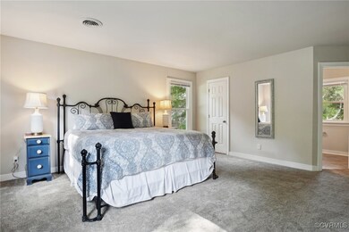 Bedroom featuring multiple windows and carpet floo