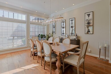 A sophisticated dining space featuring a statement
