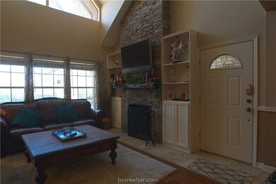 Rock fireplace.