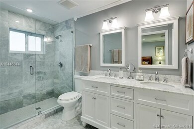 Well-designed marble master bathroom