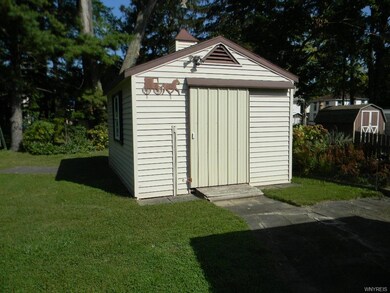 One of two storage buildings.