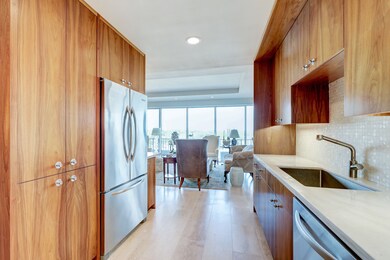 View from the kitchen looking into the living area